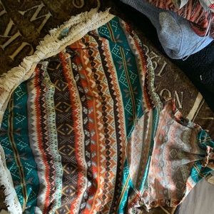Poncho style, boho print sweater